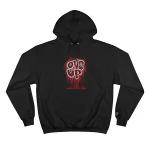 Black Champion Hoodie with One Up Bleeding Heart Logo