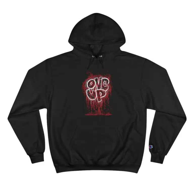 Black Champion Hoodie with One Up Bleeding Heart Logo